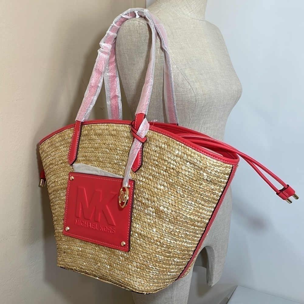 Michael Kors Kimber Large straw string tote shoulder bag - Picture 10 of 11